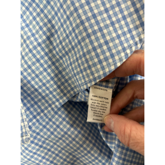 Men's 1901 NordstromBlue‎ and White Checkered Button-Down Shirt, Size Small - Picture 7 of 7